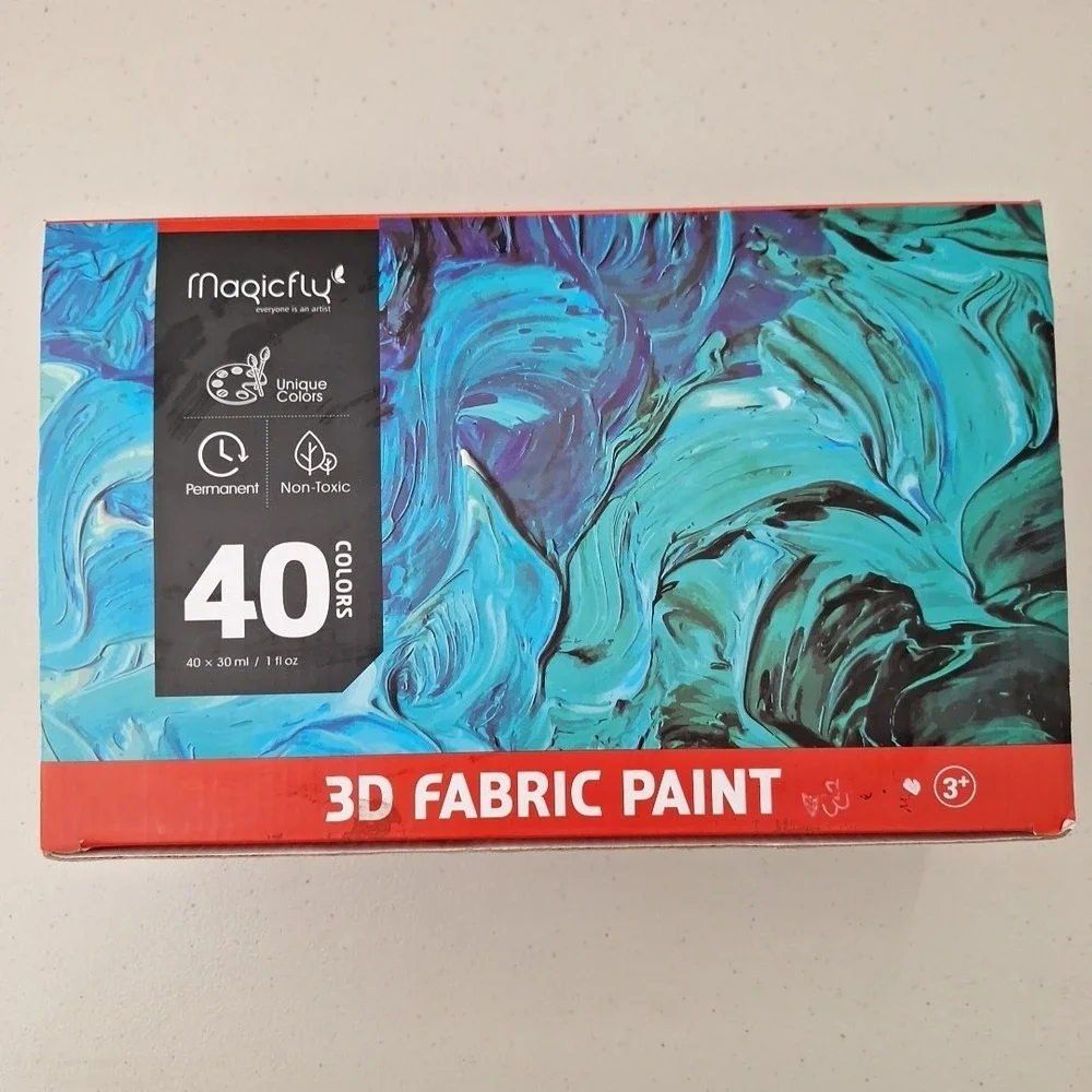 Magicfly 3D Fabric Permanent Paint 40 Color, Puffy Paint 1 Fl Oz A112